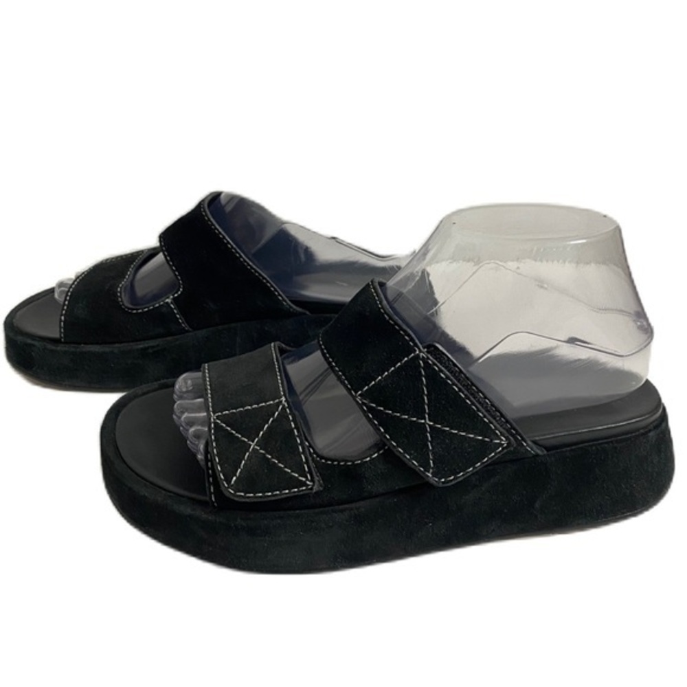 27 EDIT Naturalizer Marcelle black suede leather chunky sandal slide womens 8